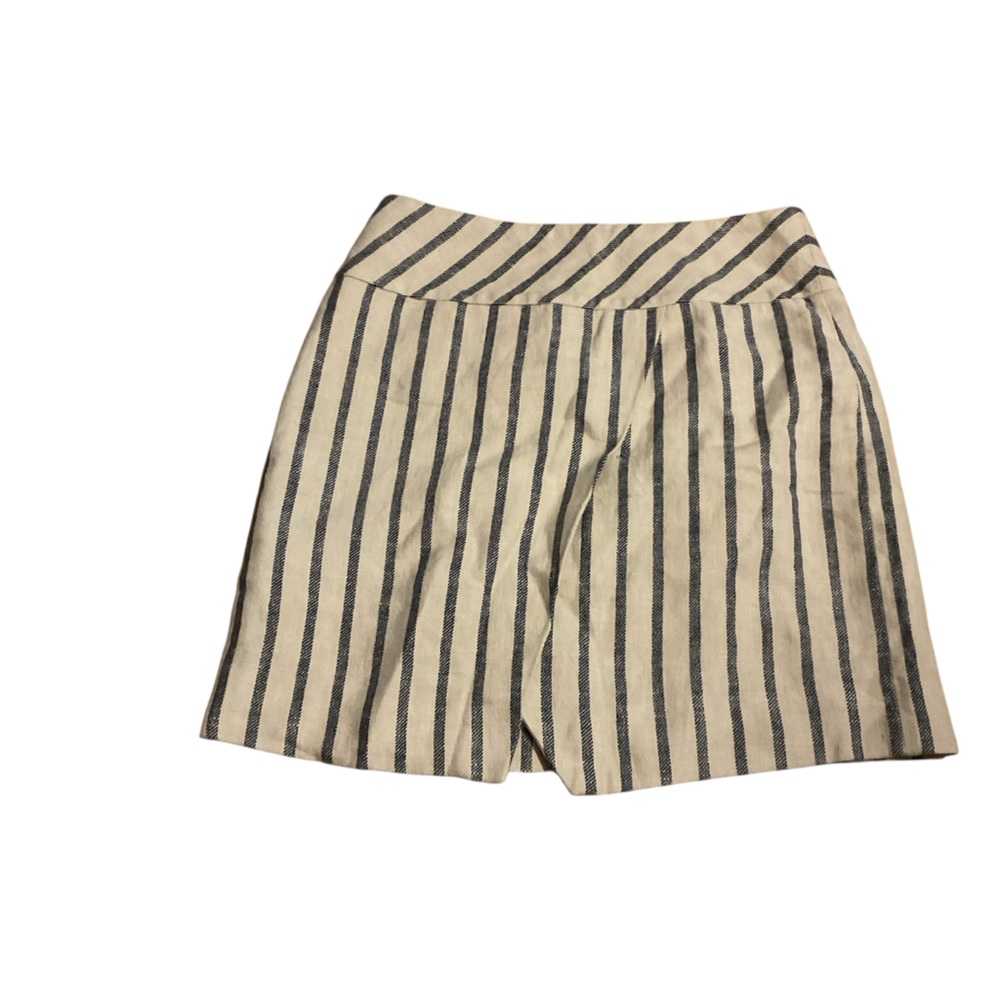 J. Crew 100% linen Cream and Navy‎ Striped Skirt